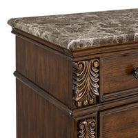 Cadenza Queen UPH 5PC Bedroom Set with Black PU in Brown
