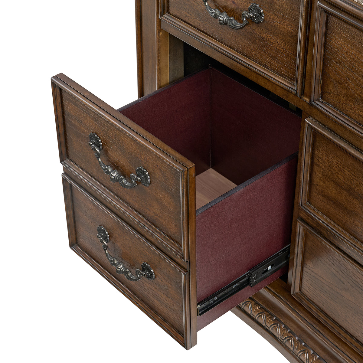 Cadenza Queen UPH 5PC Bedroom Set with Black PU in Brown