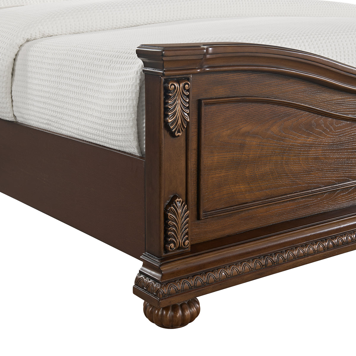 Cadenza Queen UPH 5PC Bedroom Set with Black PU in Brown
