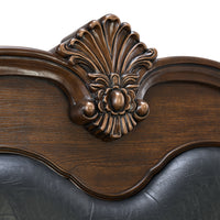 Cadenza Queen UPH 5PC Bedroom Set with Black PU in Brown