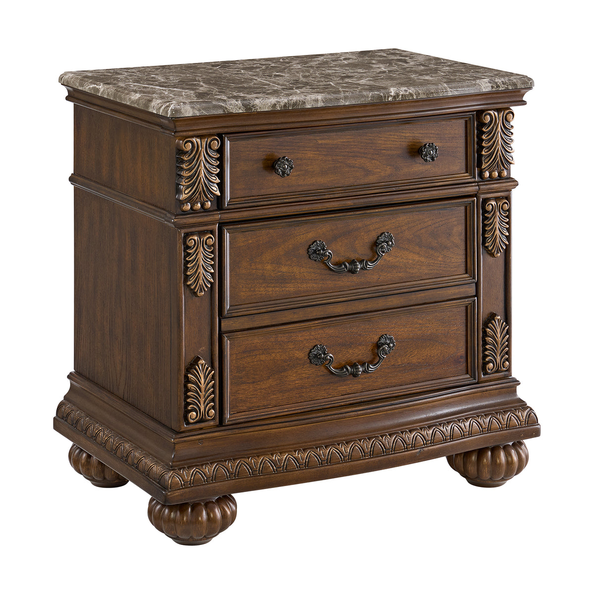 Cadenza Queen UPH 5PC Bedroom Set with Black PU in Brown