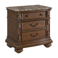 Cadenza Queen UPH 5PC Bedroom Set with Black PU in Brown