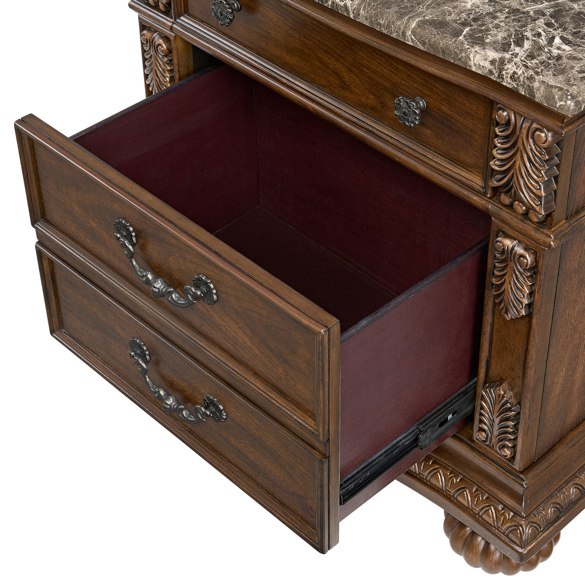 Cadenza Queen UPH 5PC Bedroom Set with Black PU in Brown