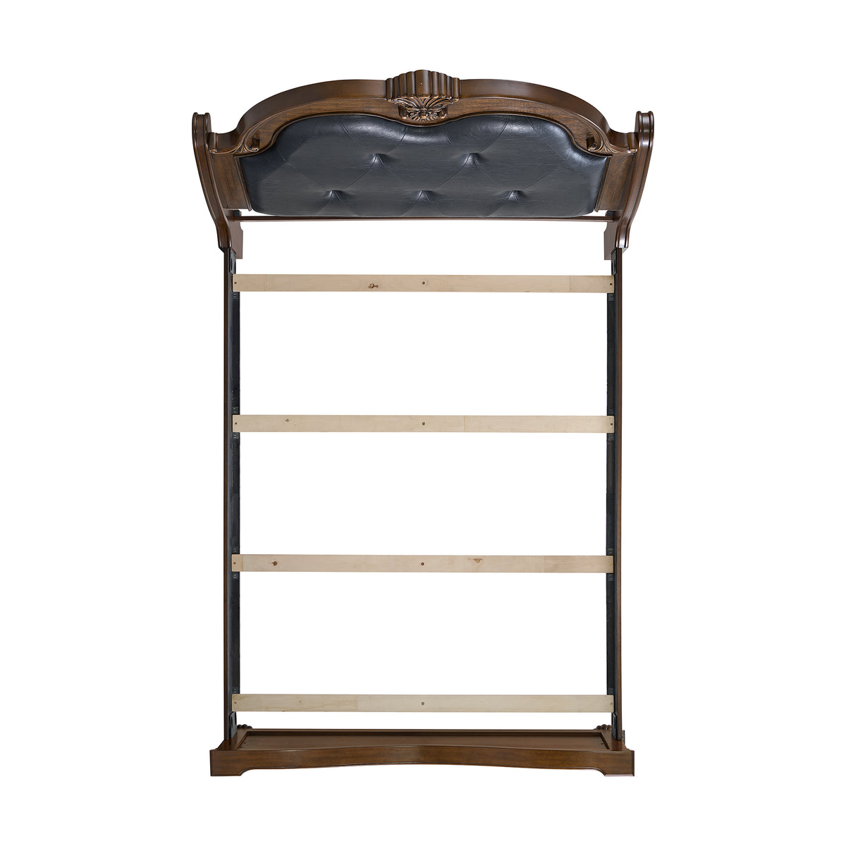 Cadenza Queen UPH 5PC Bedroom Set with Black PU in Brown