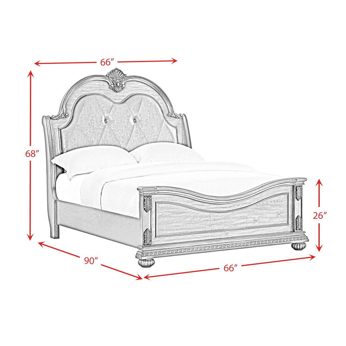 Cadenza Queen UPH 5PC Bedroom Set with Black PU in Brown