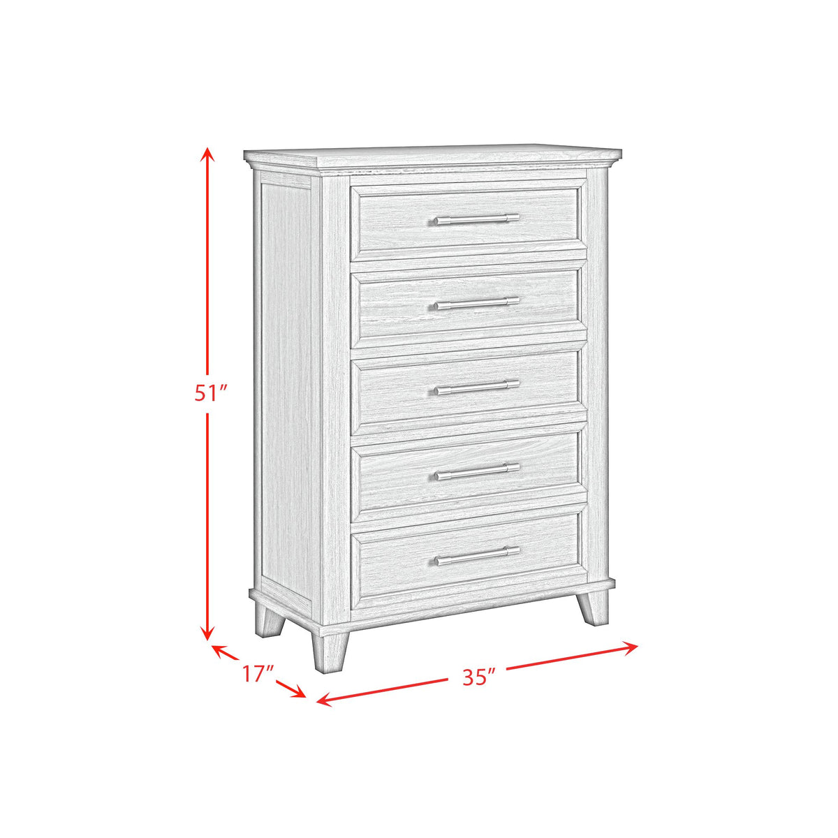 Canterbury Queen Storage 5PC Bedroom Set with 2 Nightstands, Dresser & Chest in Grey