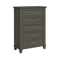 Canterbury King Storage 5PC Bedroom Set with 2 Nightstands, Dresser & Chest in Grey
