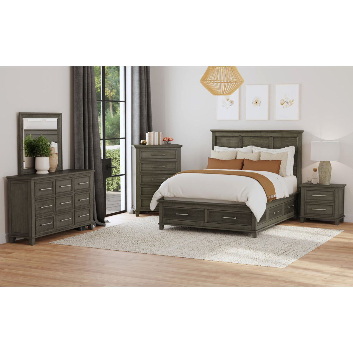 Canterbury Queen Storage Bed in Grey