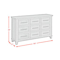 Canterbury 9-Drawer Dresser in Ivory