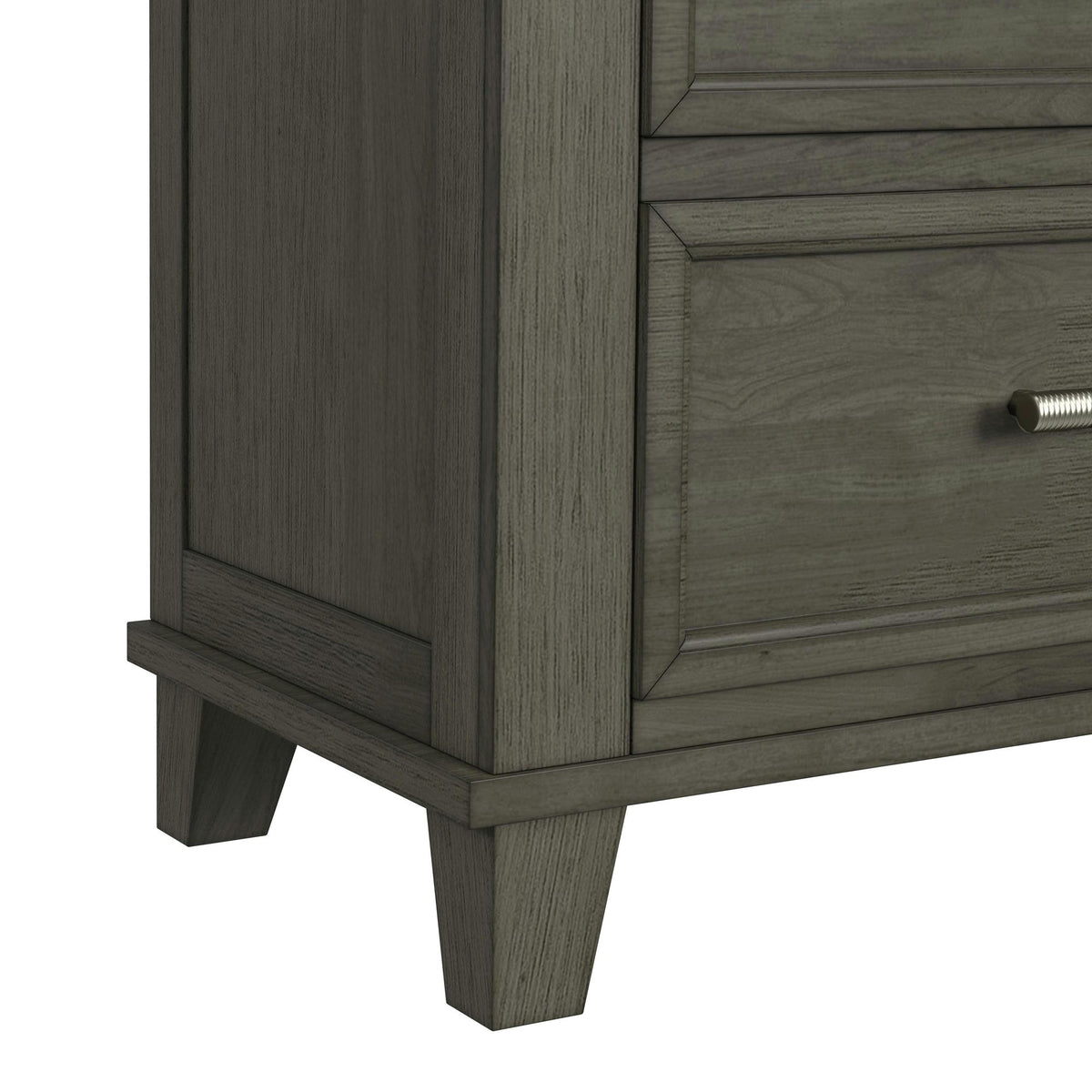 Canterbury King Storage 5PC Bedroom Set with 2 Nightstands, Dresser & Chest in Grey