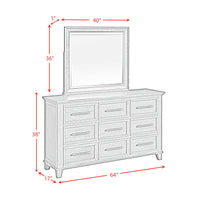 Canterbury Dresser and Mirror Set in Ivory