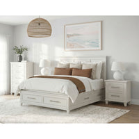 Canterbury Queen Storage 4PC Bedroom Set with 2 Nightstands & Chest in Ivory