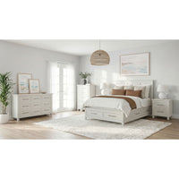 Canterbury Queen Storage 5PC Bedroom Set with 2 Nightstands, Dresser & Chest in Ivory