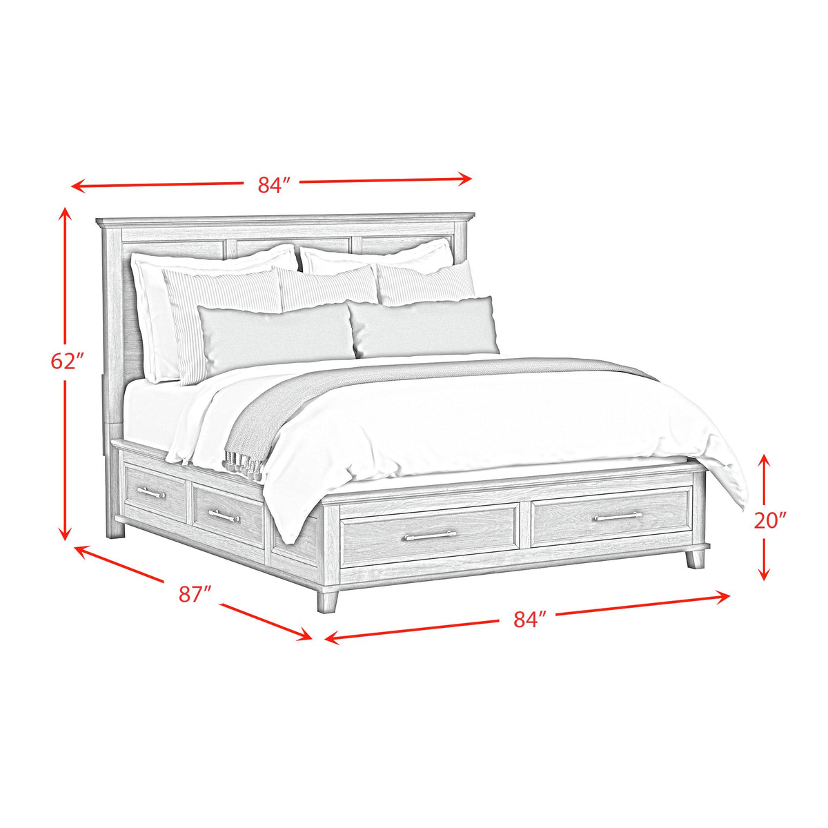 Canterbury King Storage Bed in Grey
