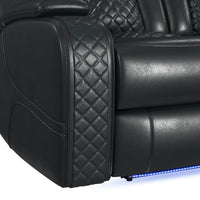 Carlo Power Motion Loveseat with Power Headrest, Console and LED in Pebble Black