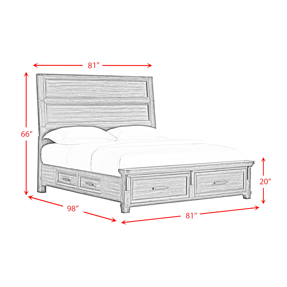 Colorado City King Storage 5PC Bedroom Set in Charcoal