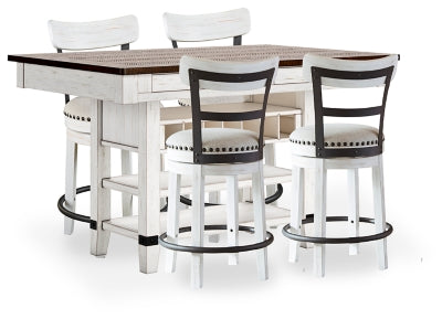 Valebeck Counter Height Dining Table and 4 Barstools