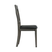 Alex Grey 60"" 7 PC Dining Set (Grey Table with Black PU Seat)