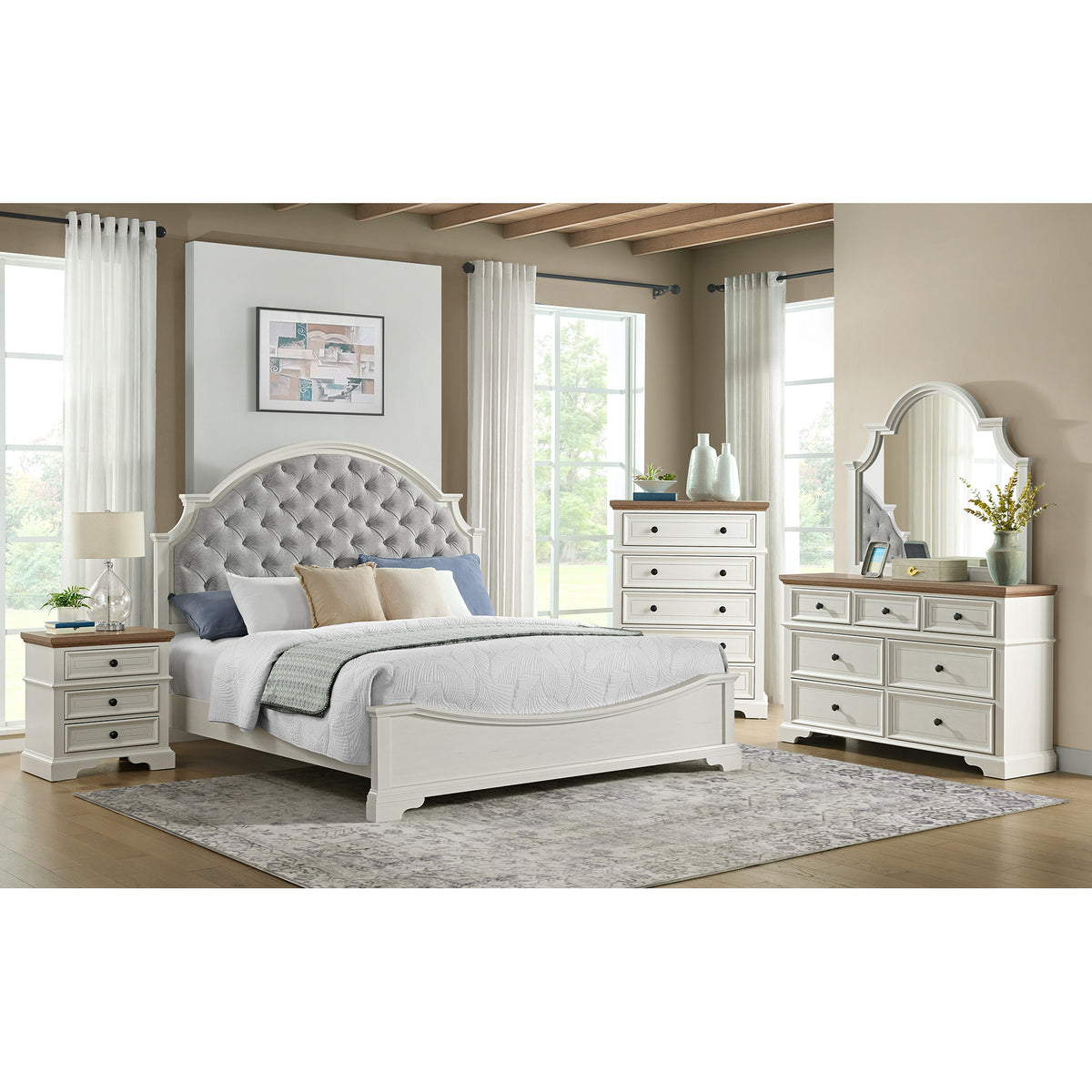 Eastwood Youth Queen UPH Bed in Off-White