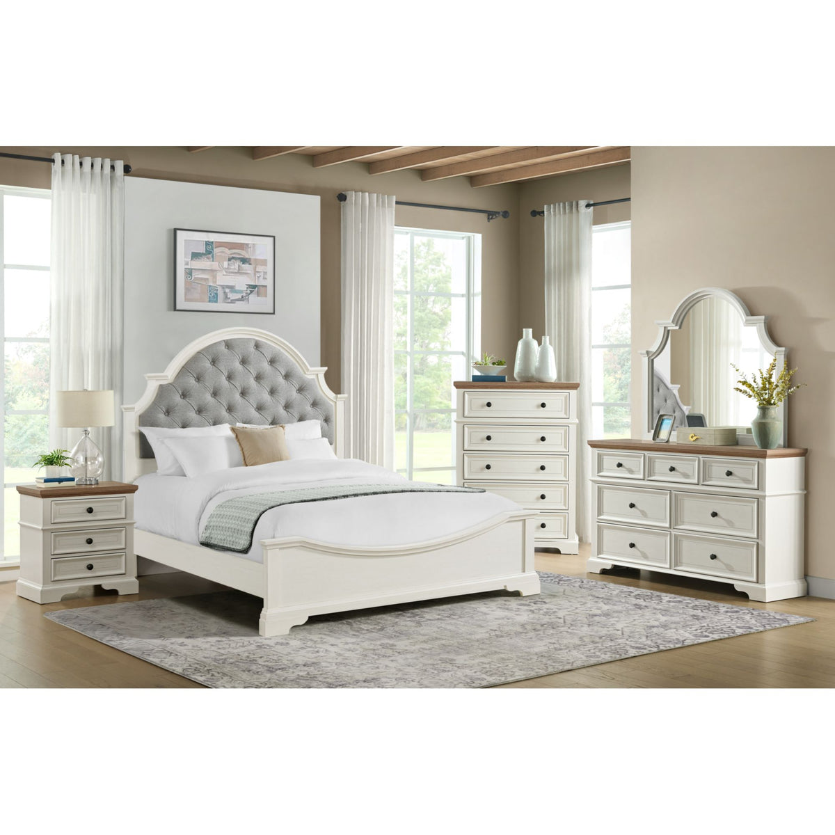 Eastwood Youth Queen UPH Bed in Off-White