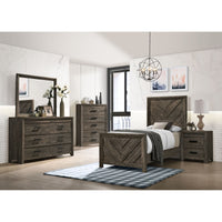 Eleanor Twin Panel 5PC Bedroom Set in Mocha Grey