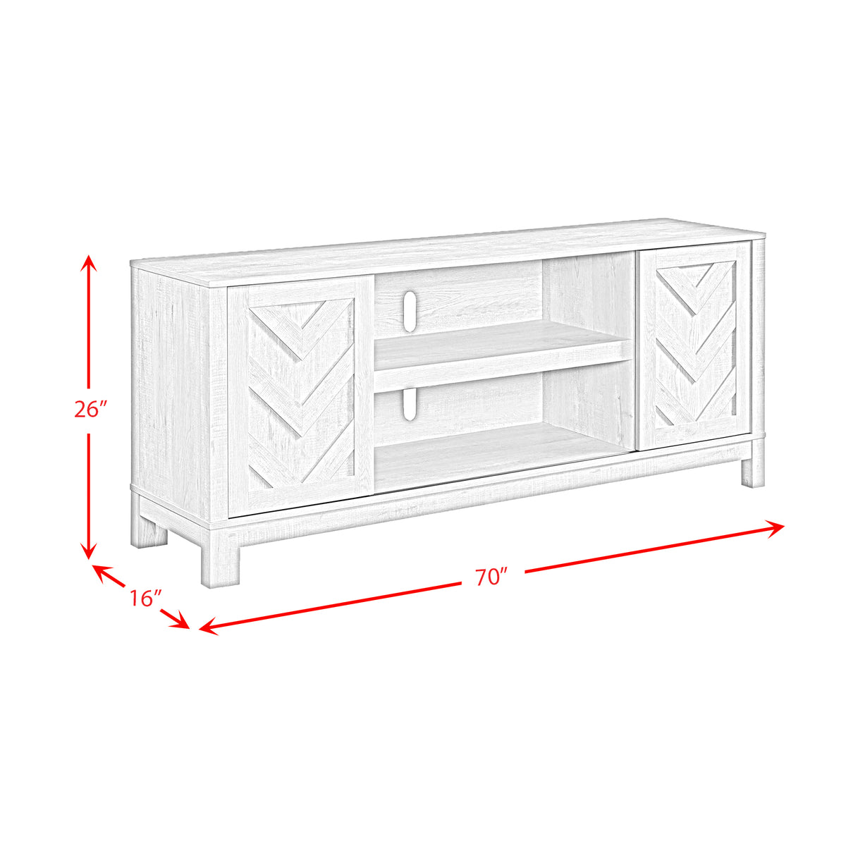 Eleanor 70"" TV Stand with Sliding Door in White