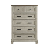 Farmington 5-Drawer Chest in Medium Brown and Washed Stone