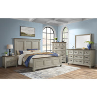 Farmington King Panel 5PC Bedroom Set in Medium Brown and Washed Stone