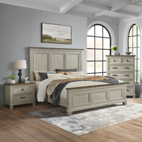 Farmington King Panel 3PC Bedroom Set in Medium Brown and Washed Stone