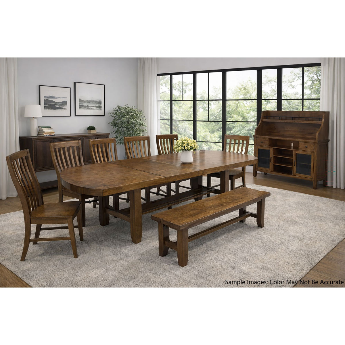 Gage Rectangular Dining Table with 2x14""Leaf in Chestnut