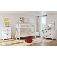 Hampton Kids Twin Over Twin Bunk with Ladder in White