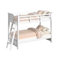 Hampton Kids Twin Over Twin Bunk with Ladder in White
