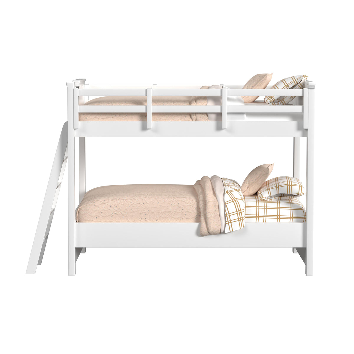 Hampton Kids Twin Over Twin Bunk with Ladder in White