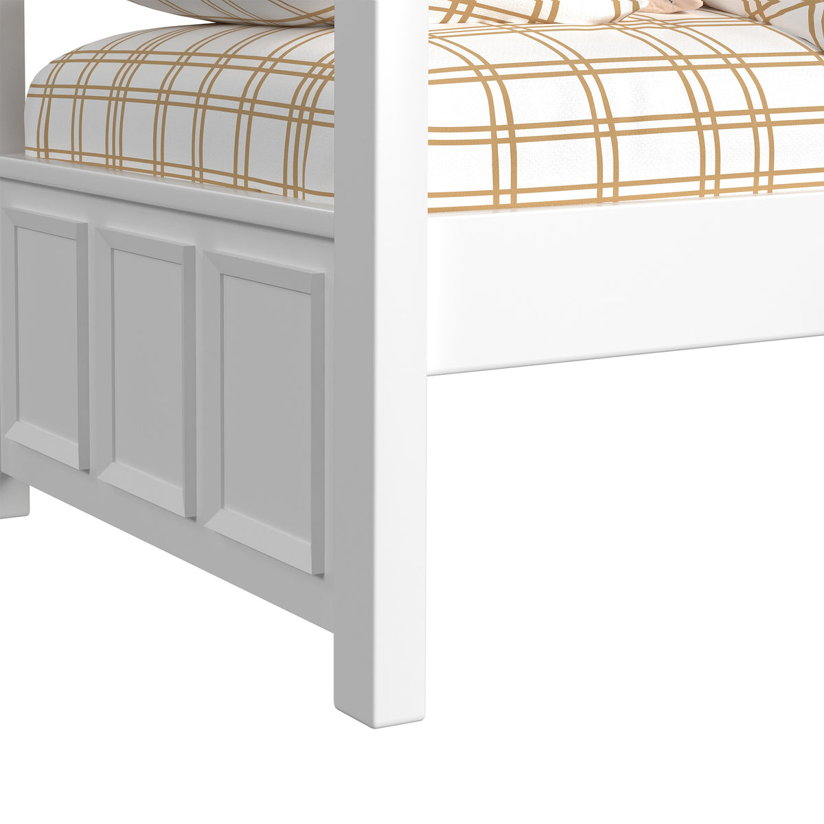 Hampton Kids Twin Over Twin Bunk with Ladder in White