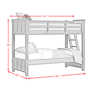 Hampton Kids Twin Over Twin Bunk with Ladder in White