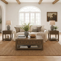 Heritage & Home 3PC Occasional Table Set in Oak Brown-Coffee Table & Two End Tables