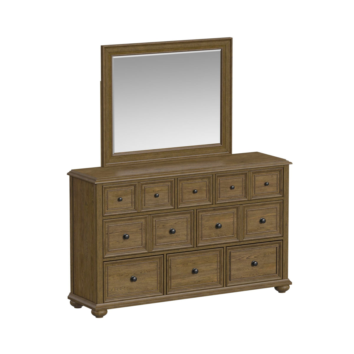 Heritage & Home King Sleigh 5PC Bedroom Set with 2 Nightstands, Dresser & Chest in Oak Brown