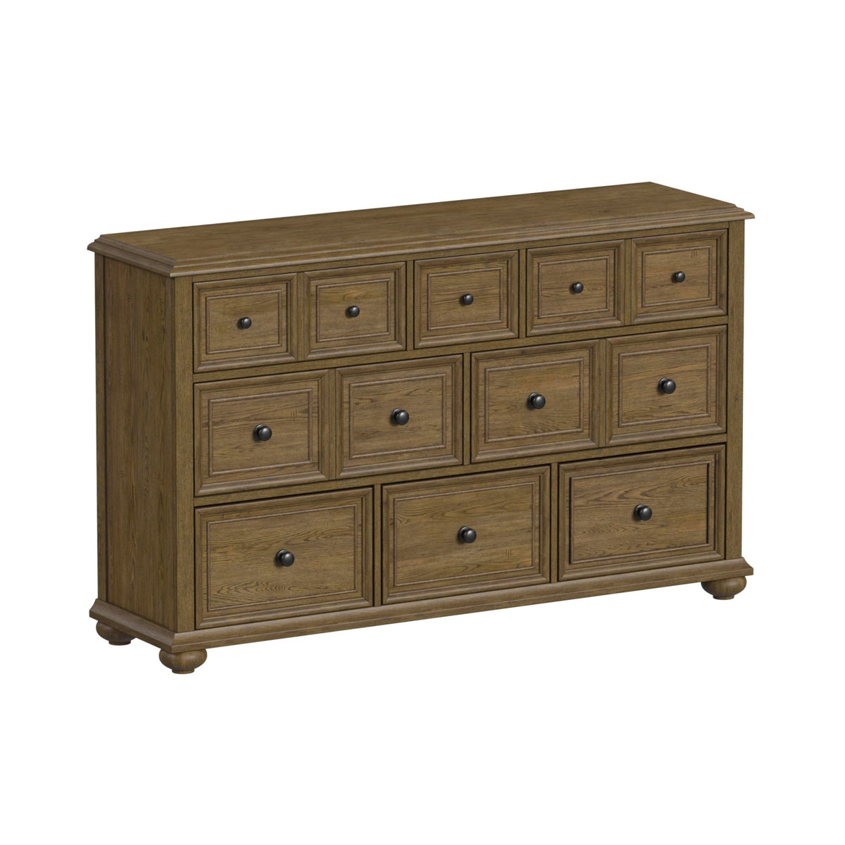 Heritage & Home Queen Sleigh 5PC Bedroom Set with 2 Nightstands, Dresser & Chest in Oak Brown