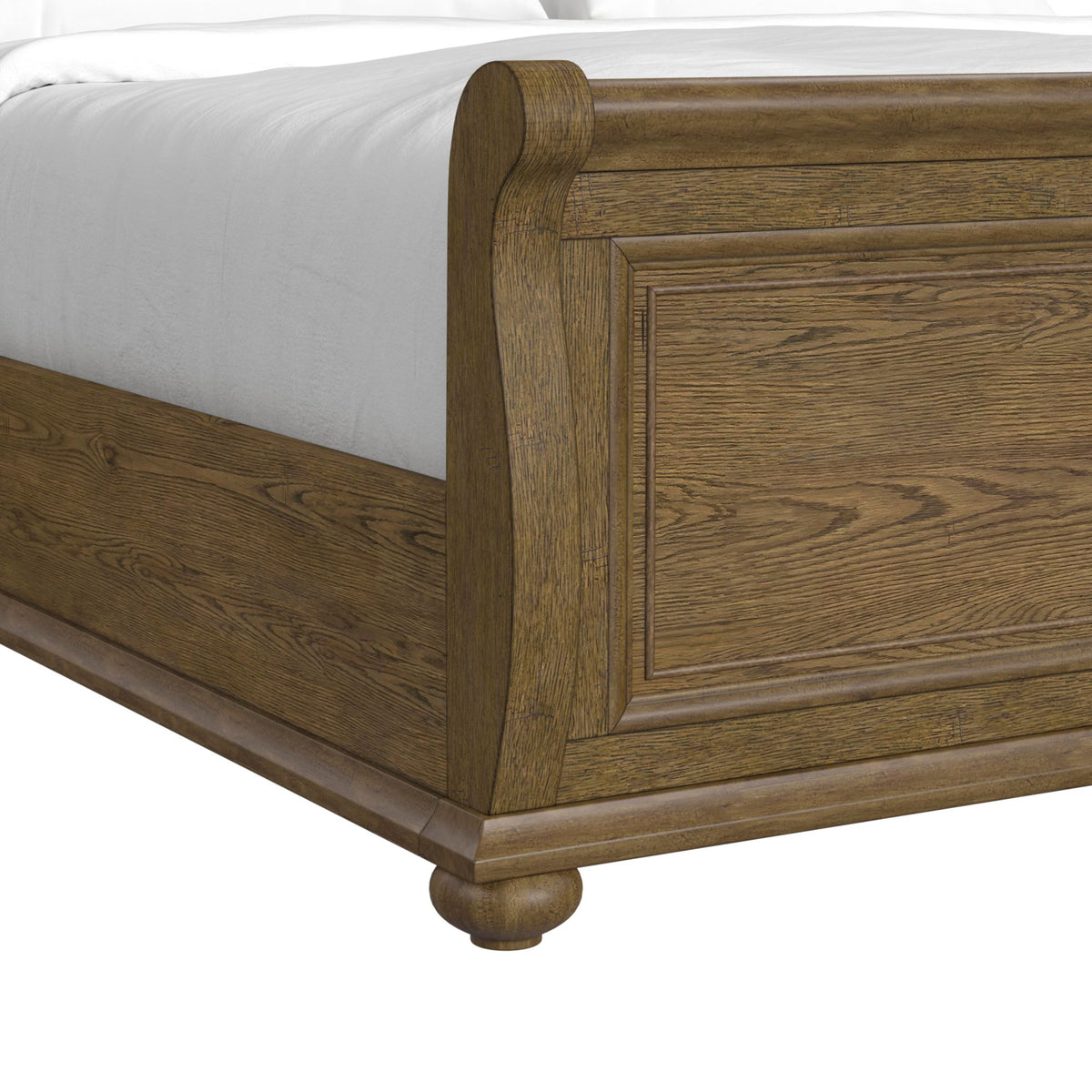 Heritage & Home Queen Sleigh 4PC Bedroom Set with 2 Nightstands & Chest in Oak Brown