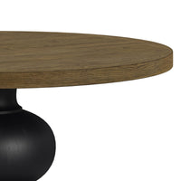 Heritage & Home 5PC Standard Height Dining Set in Oak Brown and Black-Round Table and Four Black Chairs