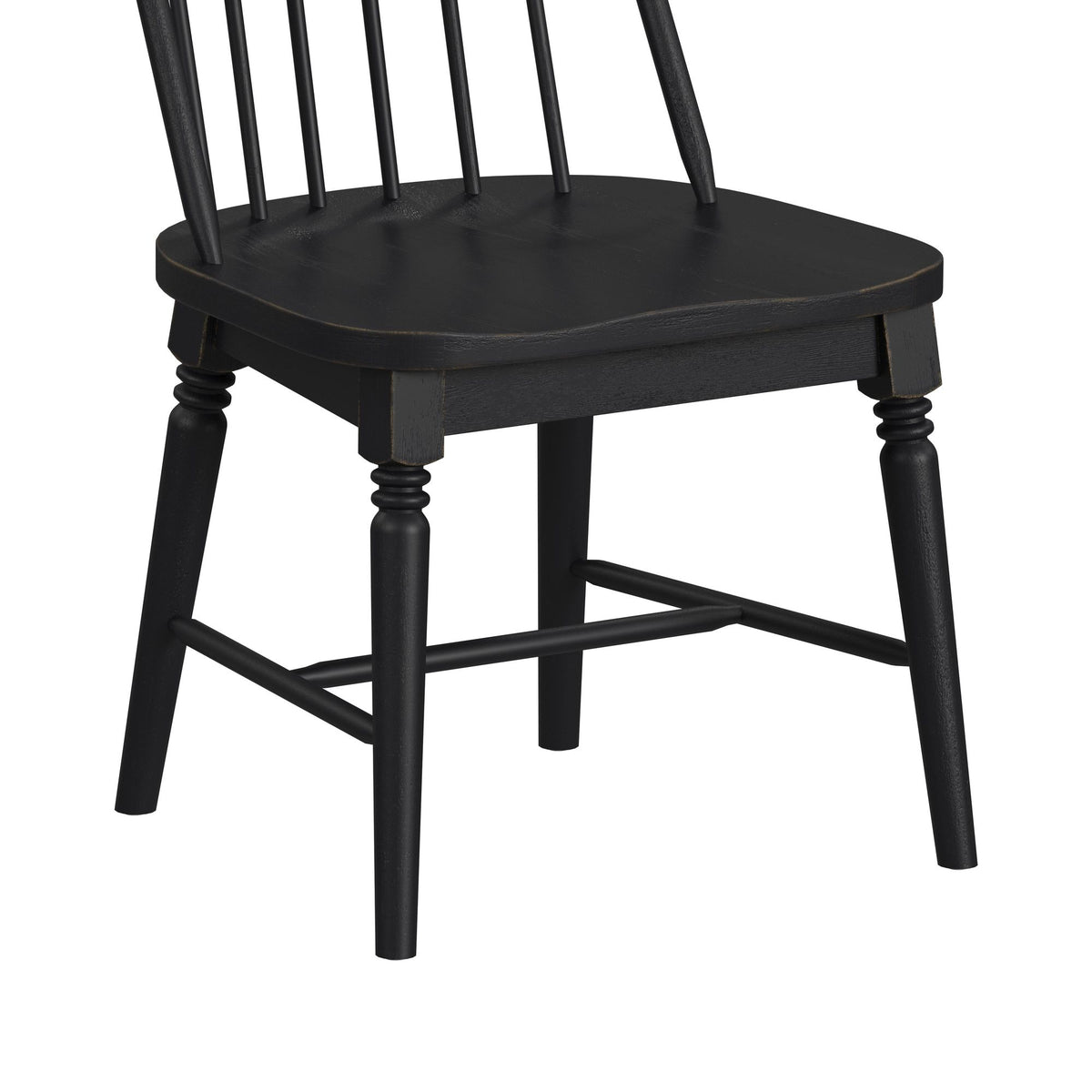 Heritage & Home 5PC Standard Height Dining Set in Oak Brown and Black-Rectangular Table and Four Black Chairs