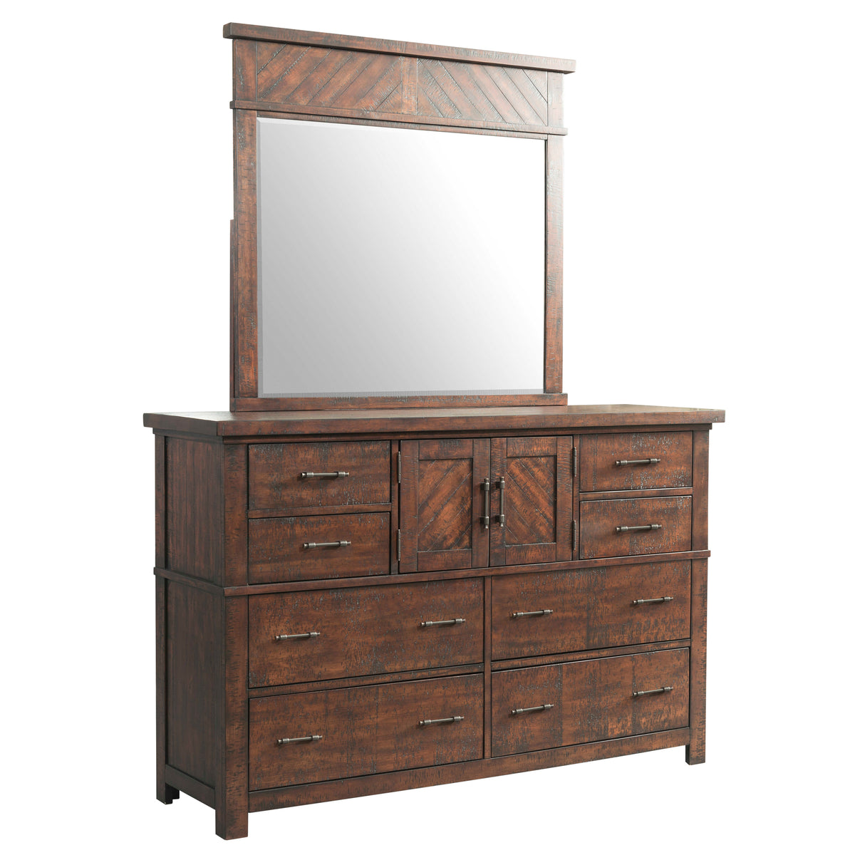 Jax King Platform Storage 4PC Bedroom Set with 2 Nightstands & Dresser in Cherry