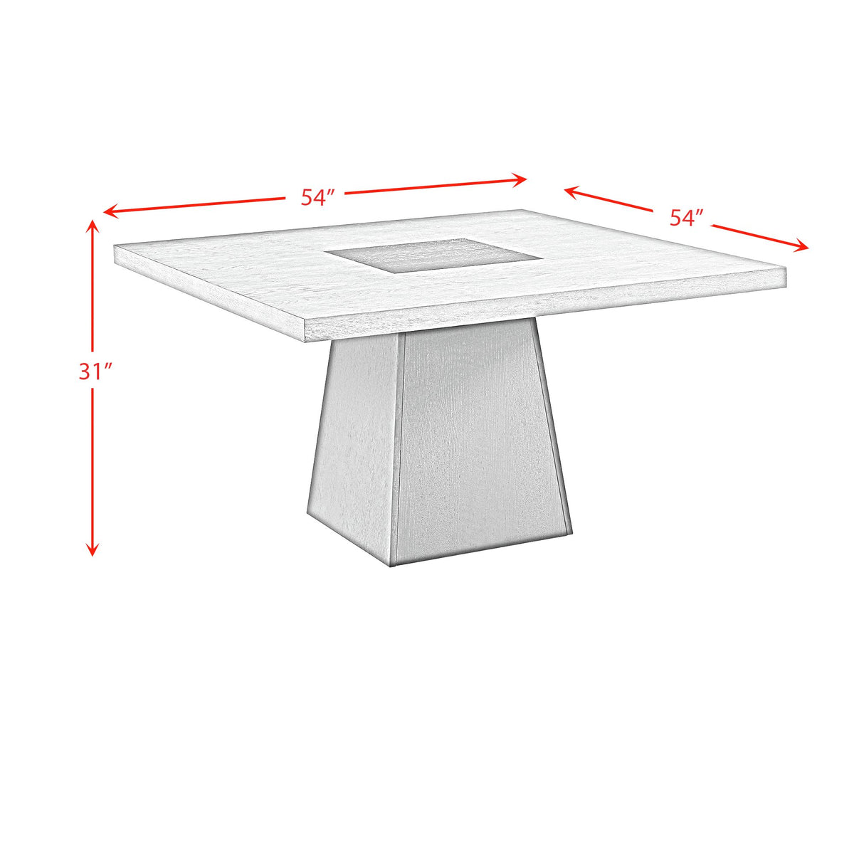 Jemma 7PC Standard Height Dining Set in Grey-Square Table and Six Chairs