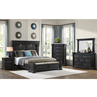 Kings Court King Storage 3PC Bedroom Set in Black