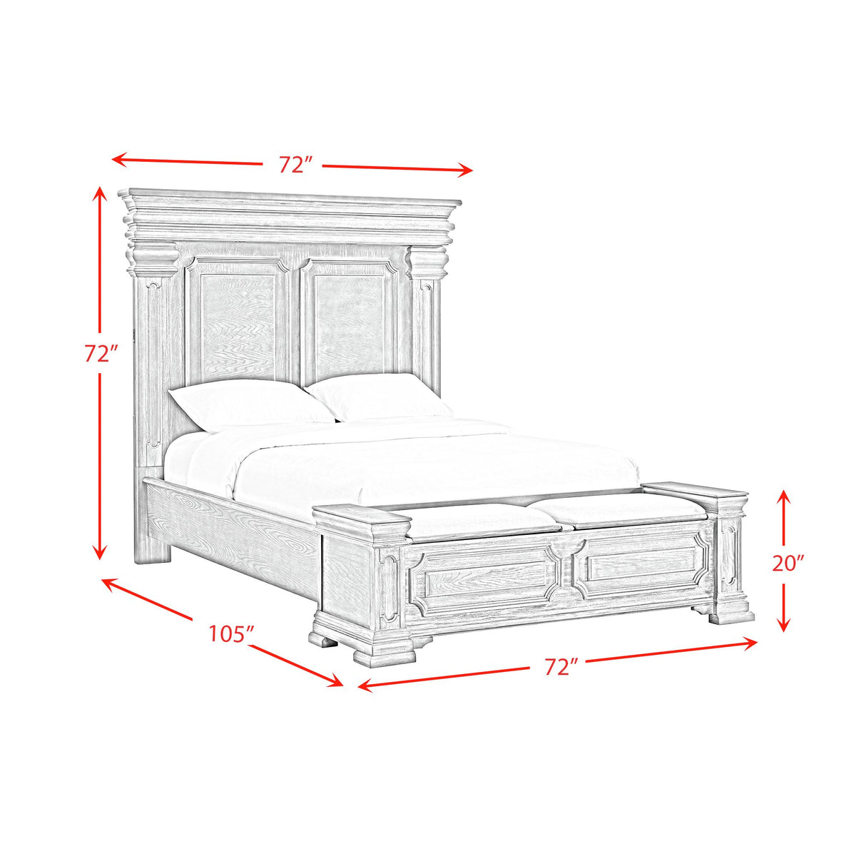 Kings Court Queen Storage 3PC Bedroom Set in Black