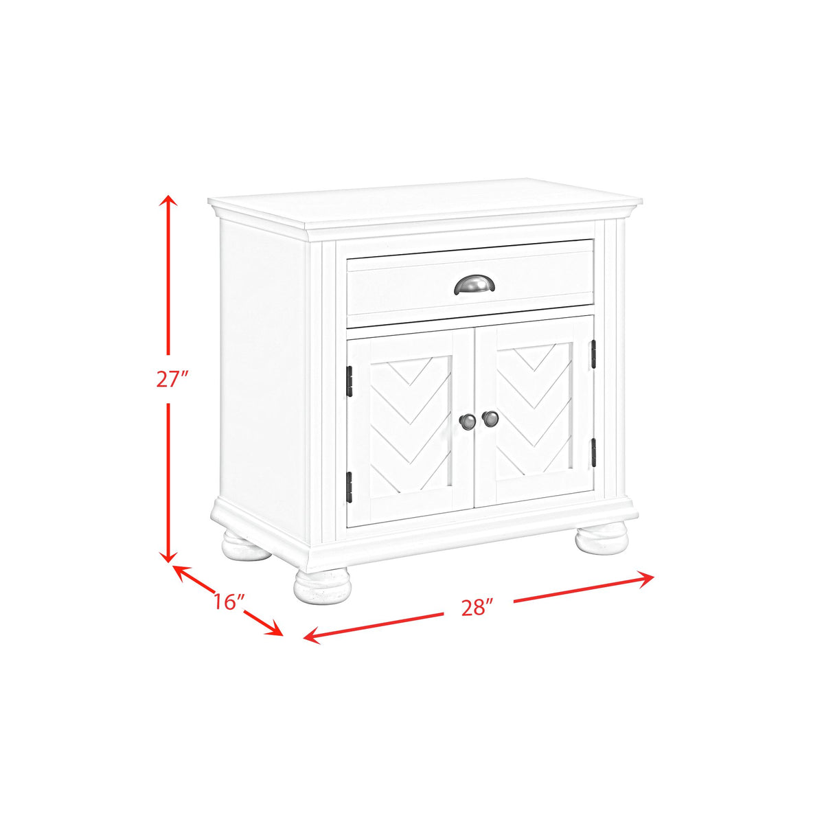 Kona Queen 3PC Bedroom Set with 2 Nightstands in White