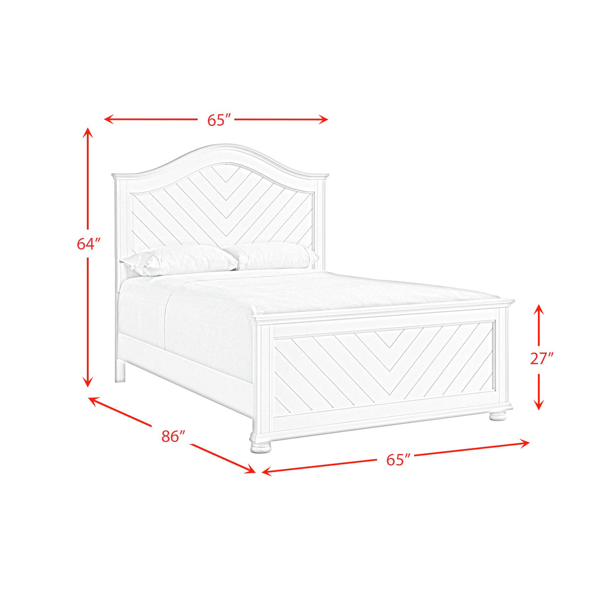 Kona Queen 3PC Bedroom Set with 2 Nightstands in White