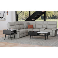 Lanette Coffee Table with White Marble and Lift-Top in Black