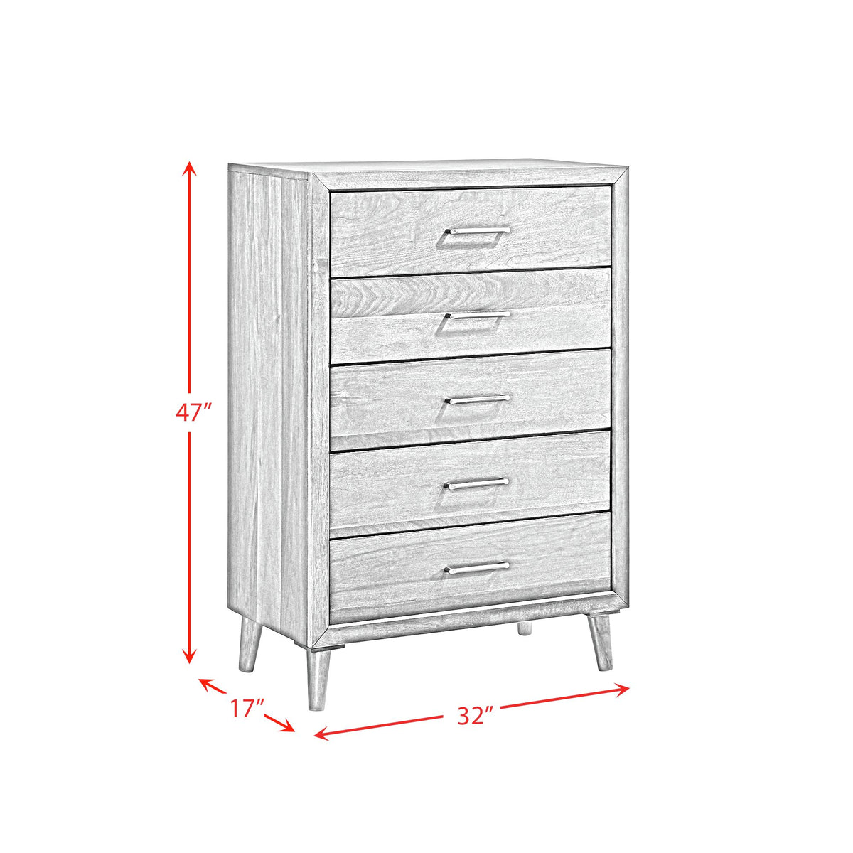 Malibu Queen 4PC Bedroom Set with 2 Nightstands & Chest in Walnut