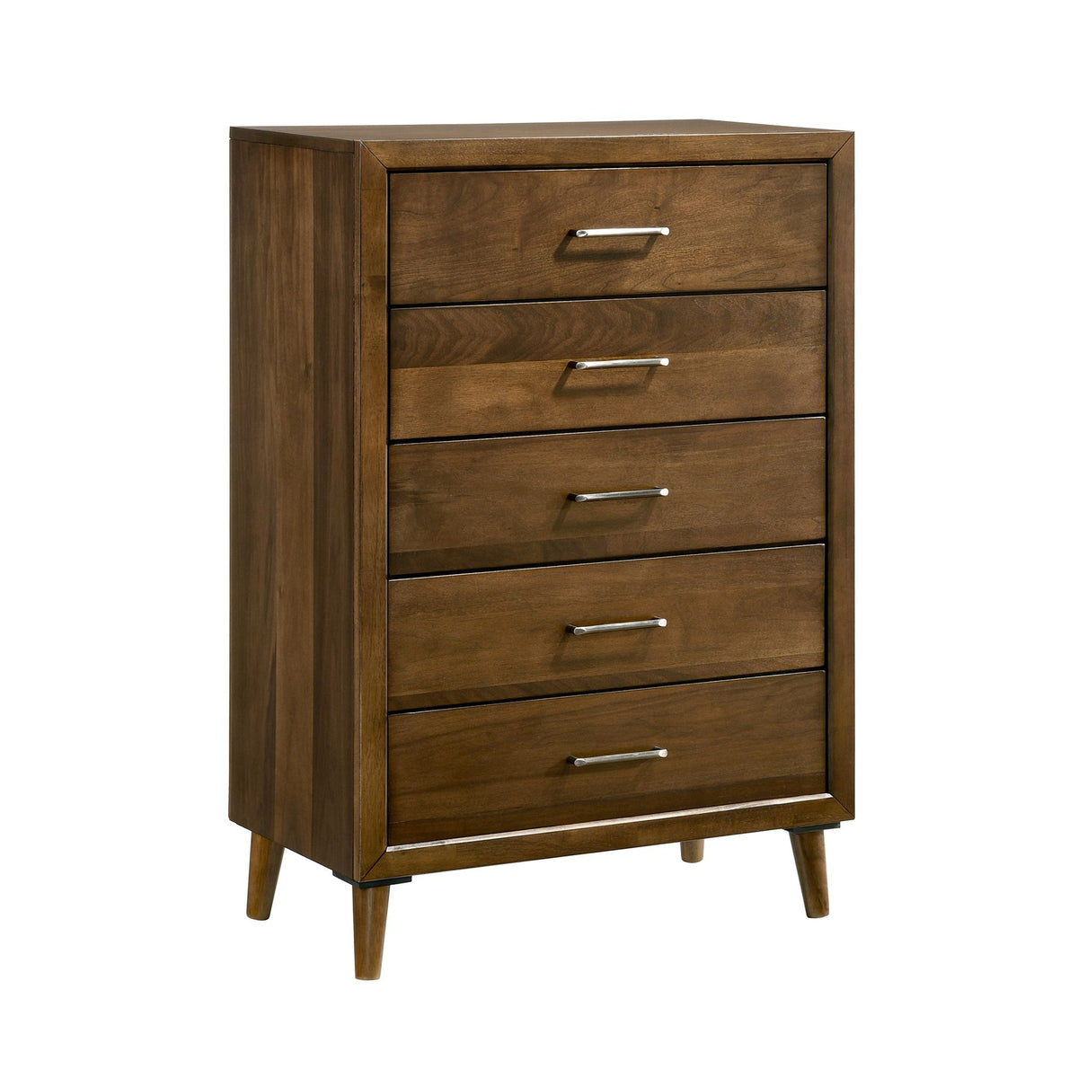 Malibu Queen 4PC Bedroom Set with 2 Nightstands & Chest in Walnut